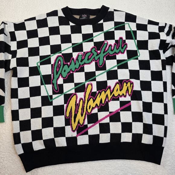 Dressed in LaLa Womens Oversize Sweater S/M Grand Prix POWERFUL WOMAN Thick Knit - Picture 2 of 9